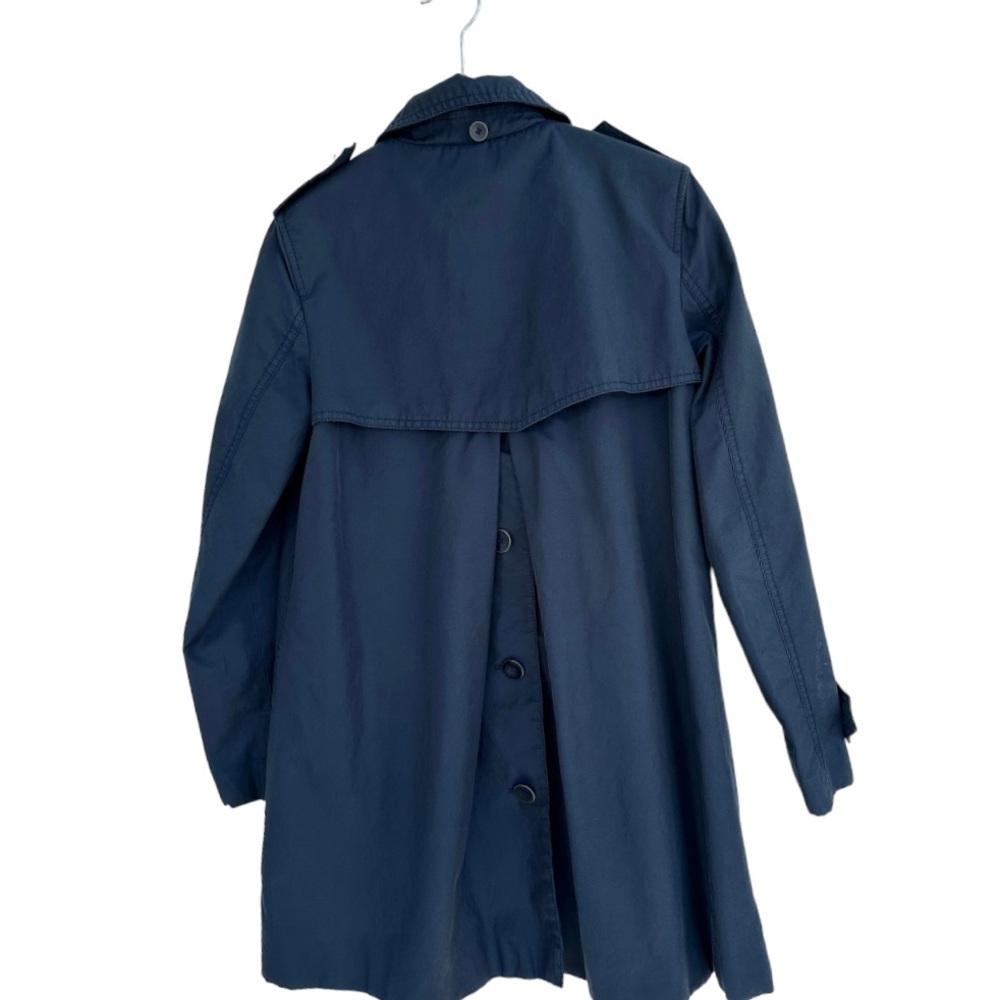 Zara Jacket Trench Coat Navy Blue Zip Front Lined Size XS - Picture 8 of 11